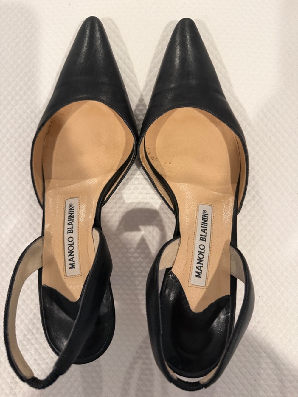Manolo Blahnik Black Pointed-Toe Slingbacks